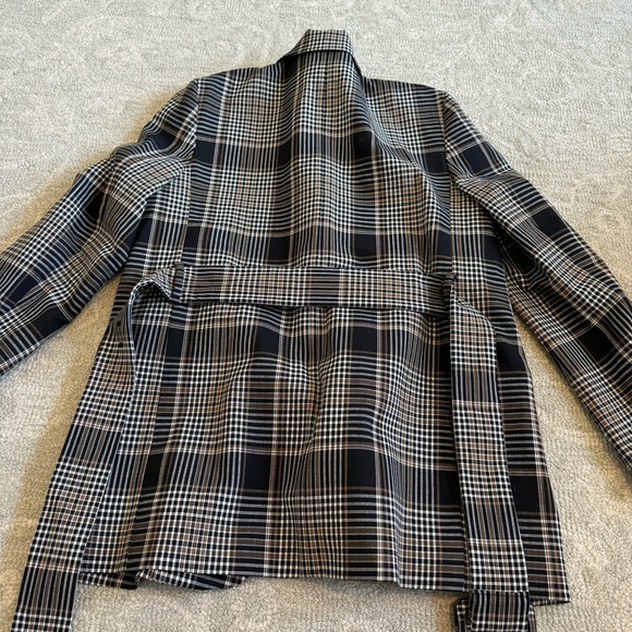 Theory Becket Portland Plaid Belted Virgin Wool Blend Stretch Blazer - Picture 7 of 7